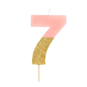 Vela 7 Salmão Glitter